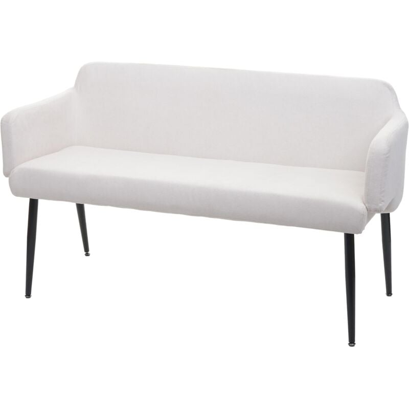 Décoshop26 - Banc de salle à manger canapé avec dossier et accoudoir en tissu crème-blanc 133 cm 040005865