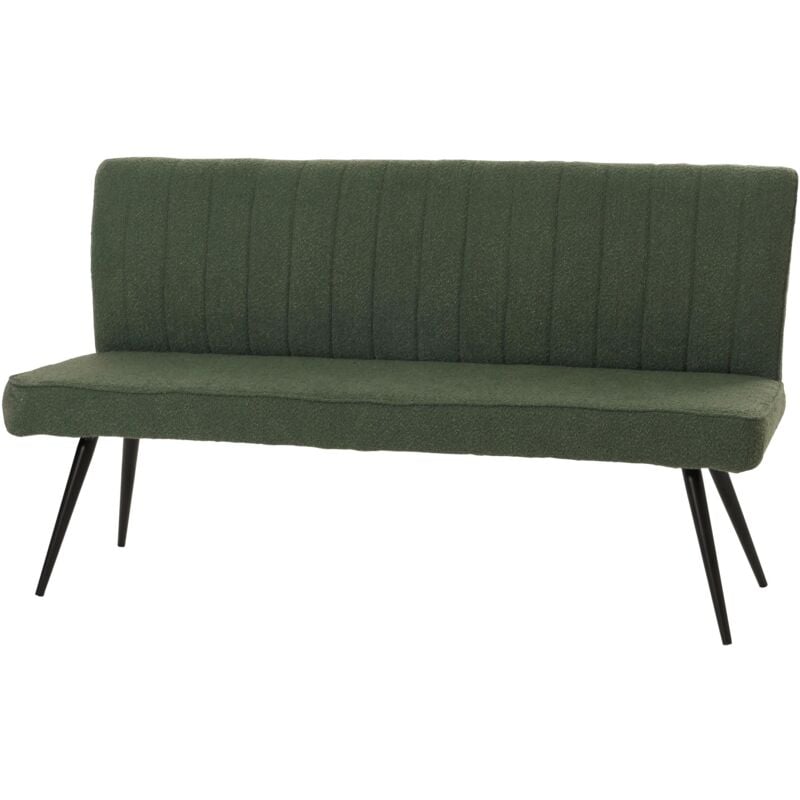 Décoshop26 - Banc de salle à manger canapé avec dossier rembourrée en tissu bouclé vert et métal 160 cm 040005864