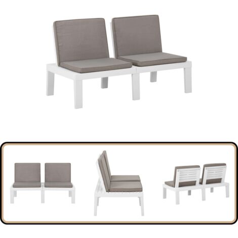 Banc de salon de jardin avec coussin Plastique Blanc - Banc De Jardin - Mobilier De Jardin - Banc Extérieur - Chaise Longue - Relaxation