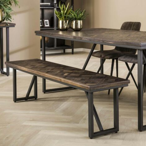 Banc de table en bois de teck brun motif croisé 170 cm AMBON