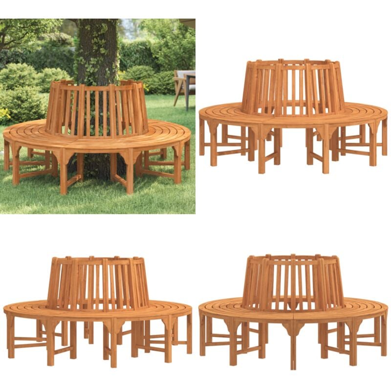 Banc de tour d'arbre rond Ø208 cm bois massif eucalyptus - Banc De Jardin - Banc Autour D'arbre - Mobilier De Jardin - Jardin - Terrasse - Home &