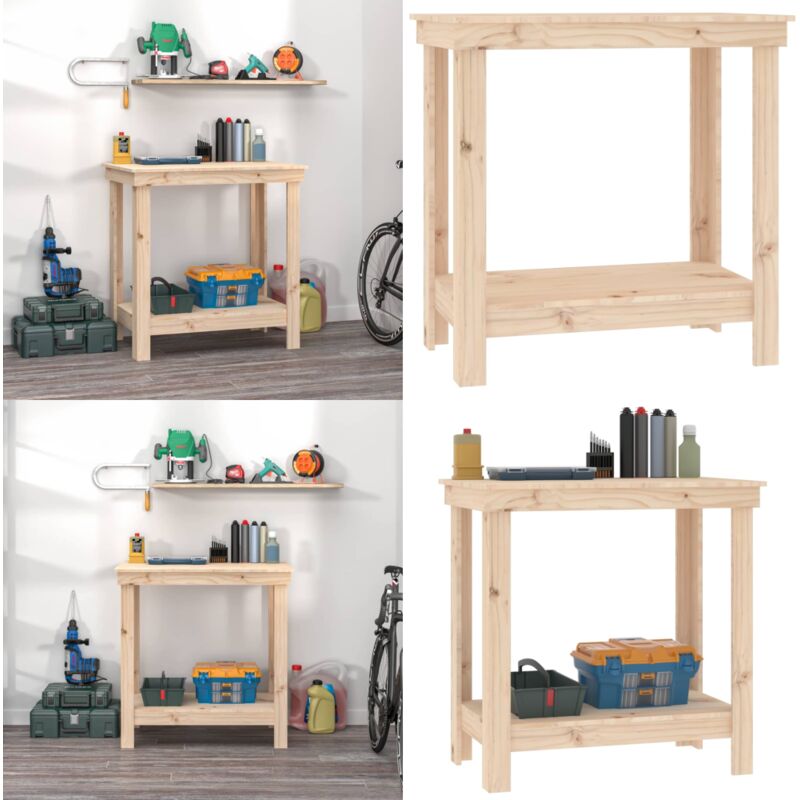 Banc de travail 80x50x80 cm Bois de pin massif - banc de travail - bancs de travail - Home & Living - Brun
