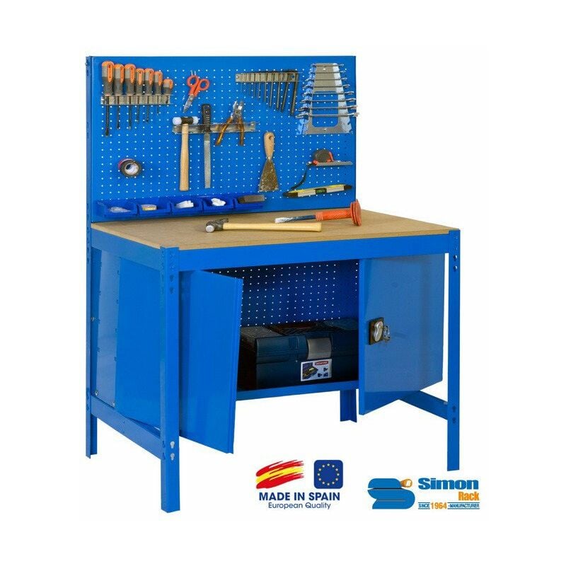 Simonrack - Kit Etabli avec un verrou 1440x900x600mm Charge 400 Kg - BT2 locker 900 bleu