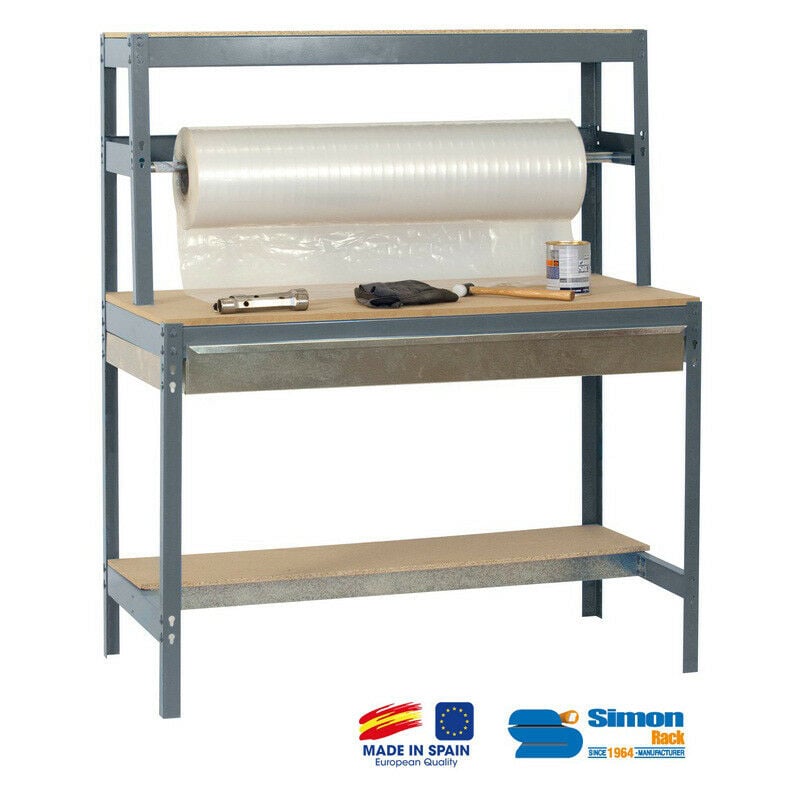 Simon Rack - Kit Etabli avec tiroir 1440x900x750mm - BT-4 box 900 gris fonce/bois
