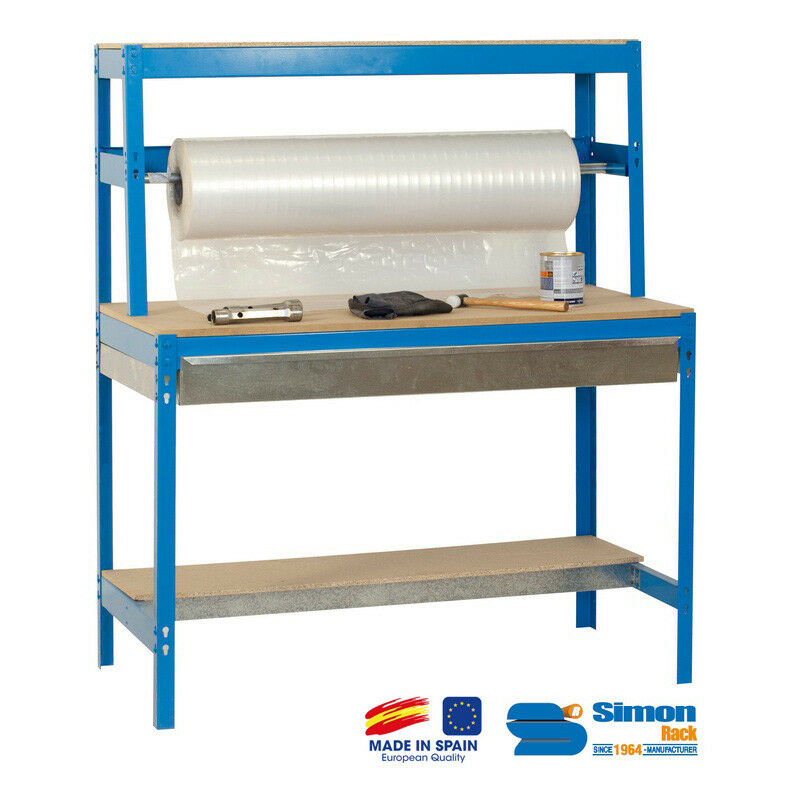 Simonrack - Simon Rack - Kit Etabli avec tiroir 1440x1200x750mm - BT-4 box 1200 bleu/bois