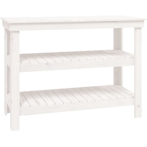 Banc de travail Blanc 110,5x50x80 cm Bois de pin massif CFW83910