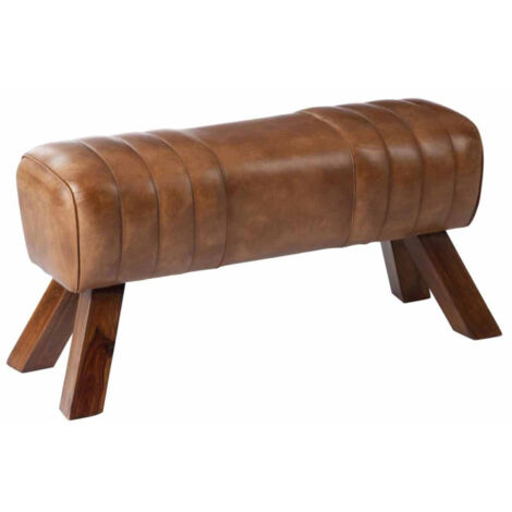 Banc Déco "Gymnastique" 91cm Cognac