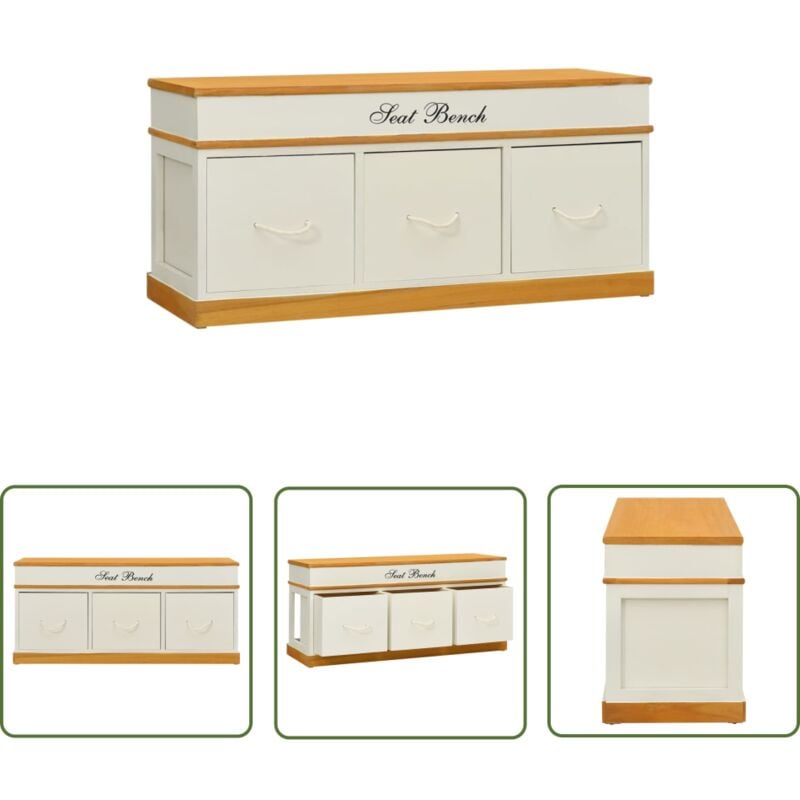 The Living Store Banc d'entrée de rangement à chaussures - Banc Coffre - Banc Rangement - Banc Entrée - Meuble Rangement - Mobilier Intérieur