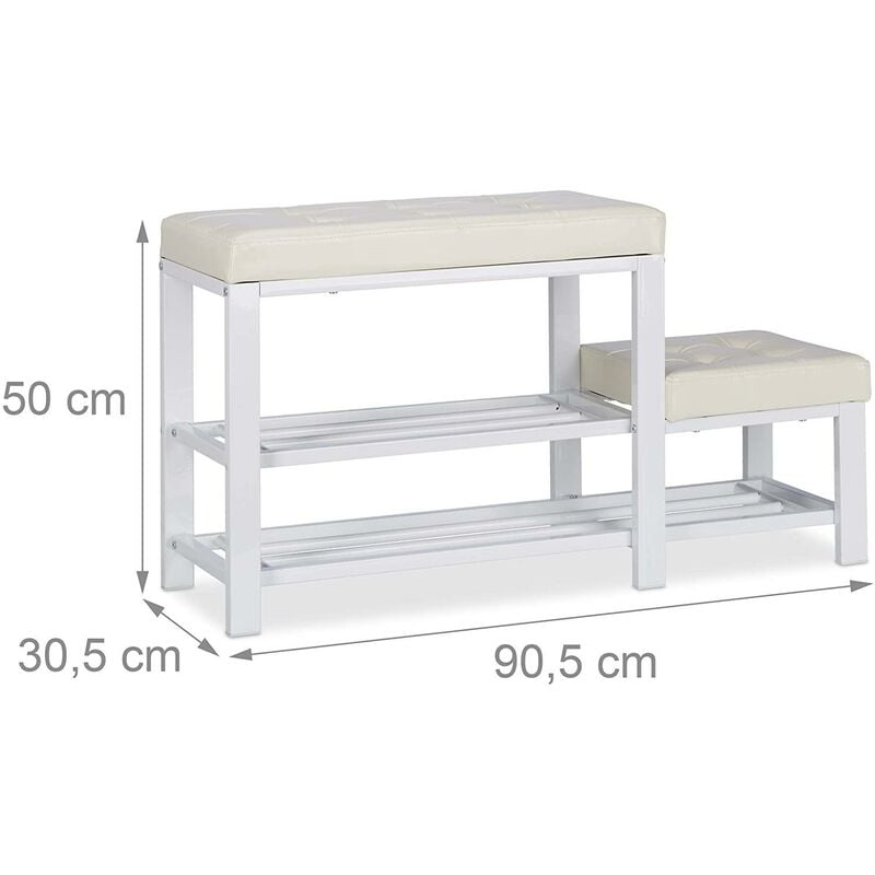 Banc d'entrée meuble chaussure banquette tabouret 90,5 cm blanc