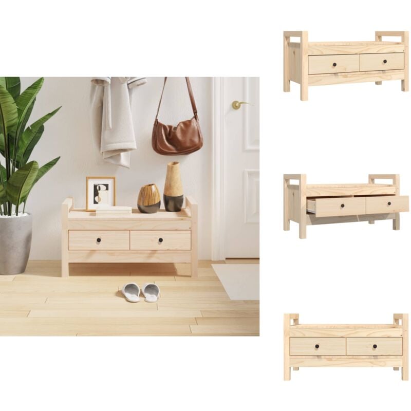 Banc d'entrée 80x40x43 cm Bois de pin massif - Banc D'entrée - Banc Coffre - Meuble D'entrée - Rangement Intérieur - Bois De Pin
