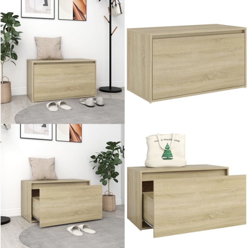 Banc d'entrée 80x40x45 cm Chêne sonoma Bois d'ingénierie - Banc Entrée - Banc Coffre - Meuble Rangement - Mobilier Intérieur - Décoration Maison