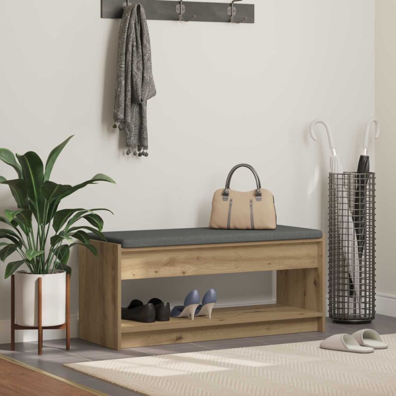 Banc d'entrée avec coussin Chêne Artisanal 103 x 38 x 45 cm