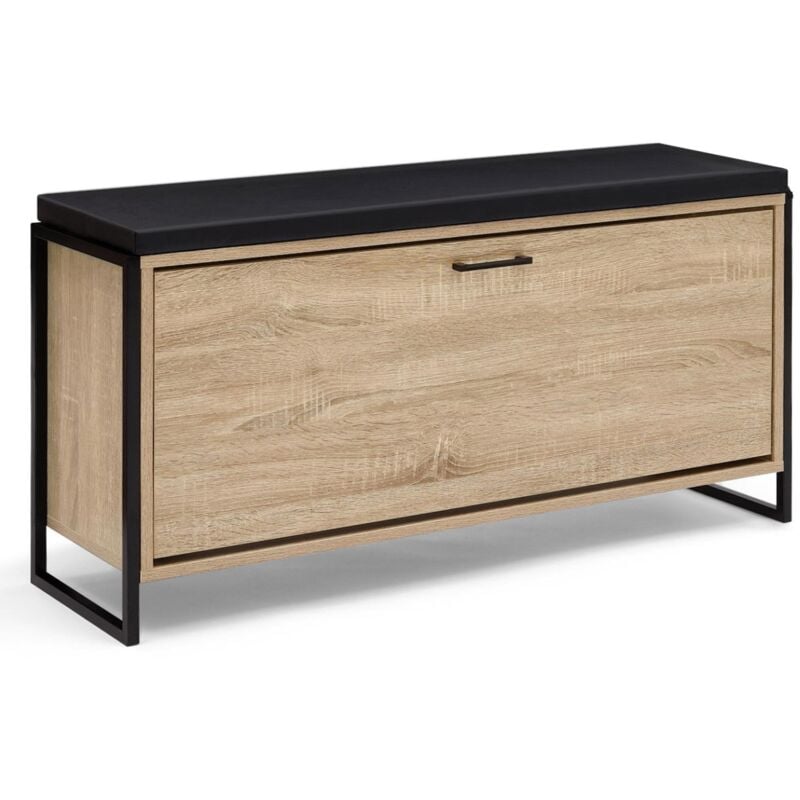 Banc d'entrée avec coussin et rangement chaussures luis 100 cm design industriel