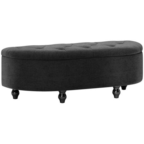 Banc d'entrée avec rangement- Velvet-Touch- Bois caoutchouc- Gris foncé- 120 x 46 x 42 (cm)
