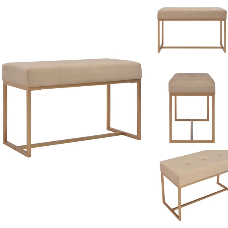 Banc d'entrée beige 80 cm velours - Banc Entrée - Banc Velours - Meuble Rangement - Décoration Intérieure - Mobilier Salon