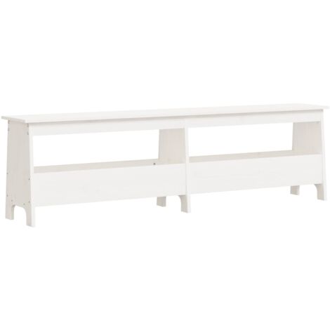 Banc d'entrée blanc 160x28x45 bois de pin massif