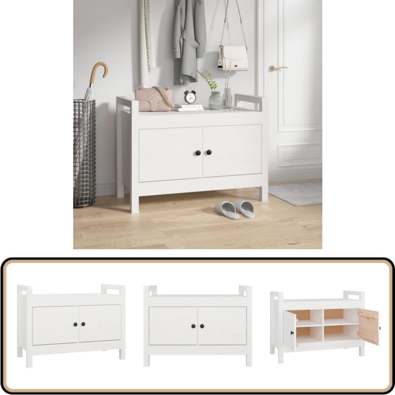 Vidaxl - Banc d'entrée Blanc 80x40x60 cm Bois de pin massif - Banc D'entrée - Banc Coffre - Meuble D'entrée - Rangement Intérieur - Banc Design