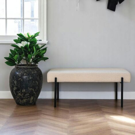 Banc d'entrée blanc en bouclette, style moderne BRUGES