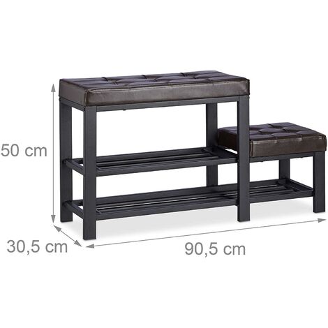 Banc d’entrée meuble chaussure banquette tabouret 90,5 cm marron