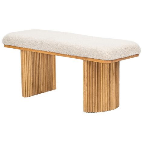 Nordlys – Banc d'entrée scandinave en hévéa laqué 100 x 35 x 46 cm – Assise 46 cm – Tissu 100% polyester certifié OEKO-TEX