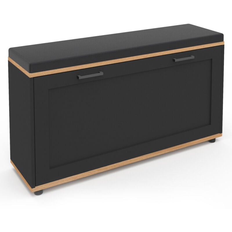 Banc d'entrée vito avec coussin et rangement chaussures noir 100 cm