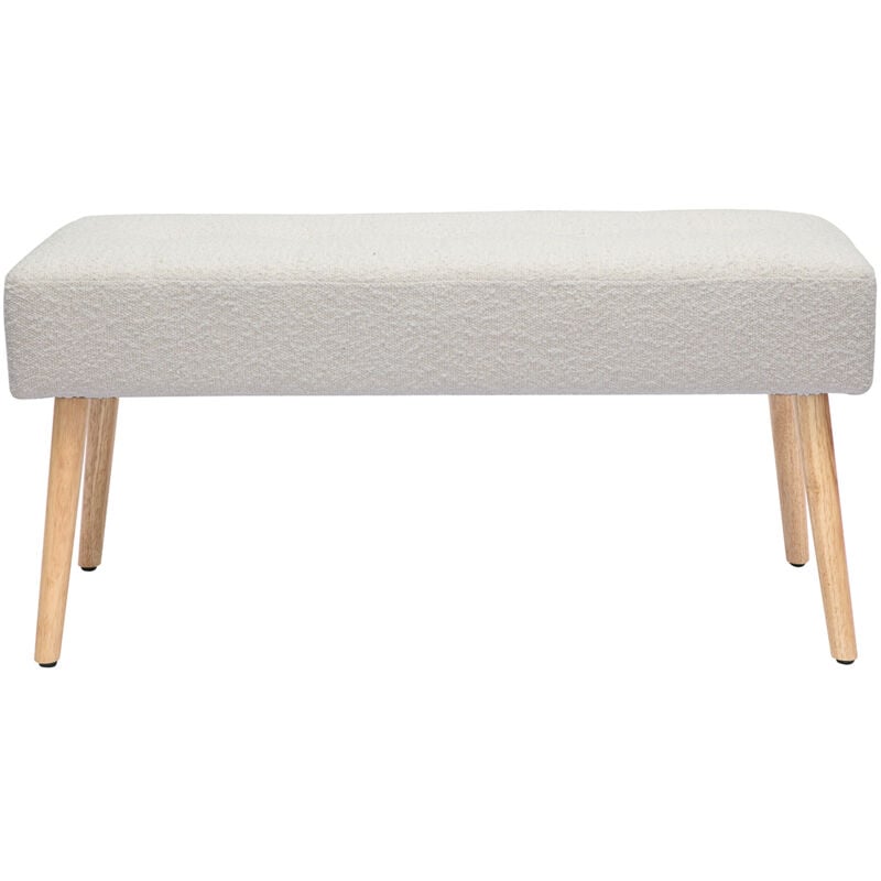 Miliboo - Banc scandinave capitonné en tissu effet laine bouclée blanc et bois clair L96 cm guesta