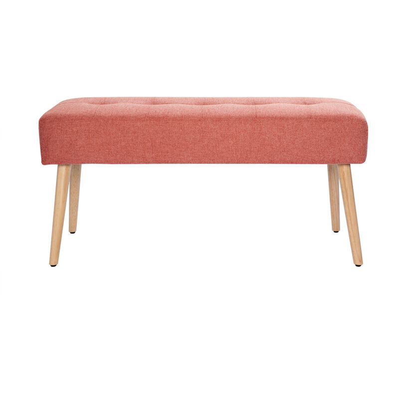 Miliboo - Banc scandinave capitonné en tissu effet velours texturé terracotta et bois clair L96 cm guesta Miliboo - Banc scandinave capitonné en tissu effet velours texturé terracotta et bois clair L96 cm guesta