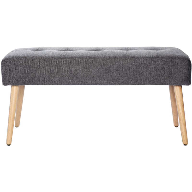 Miliboo - Banc scandinave capitonné en tissu effet velours texturé gris foncé et bois clair L96 cm guesta