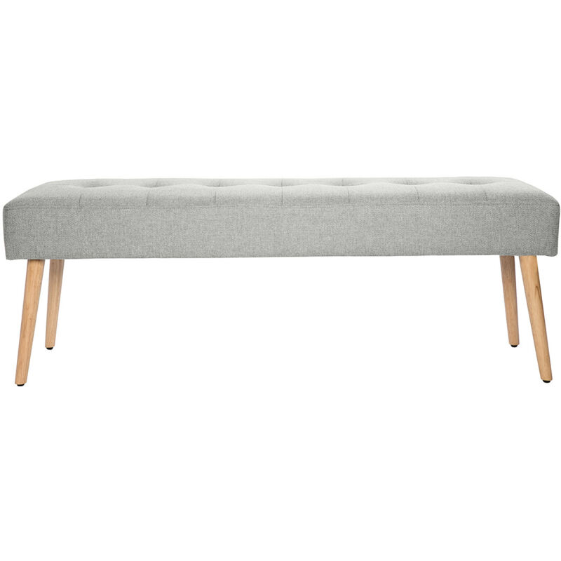 Miliboo - Banc scandinave capitonné en tissu effet velours texturé gris clair et bois clair L130 cm guesta Miliboo - Banc scandinave capitonné en tissu effet velours texturé gris clair et bois clair L130 cm guesta