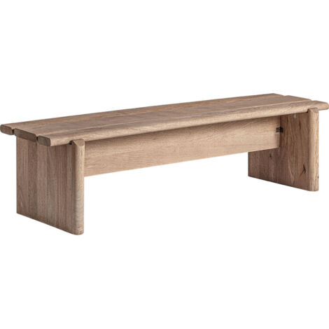 Banc design contemporain en bois de manguier et marbre vieilli - Brun clair vieilli