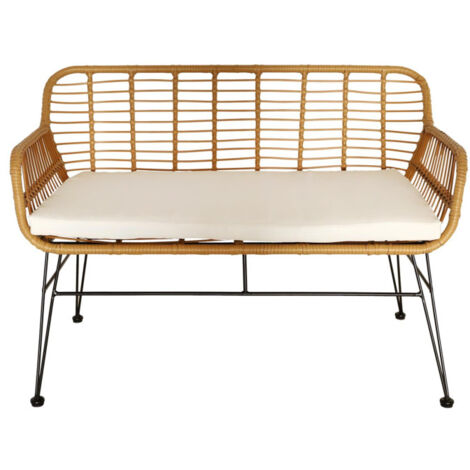 Banc d'Extérieur & Coussin "Noumea" 116cm Beige