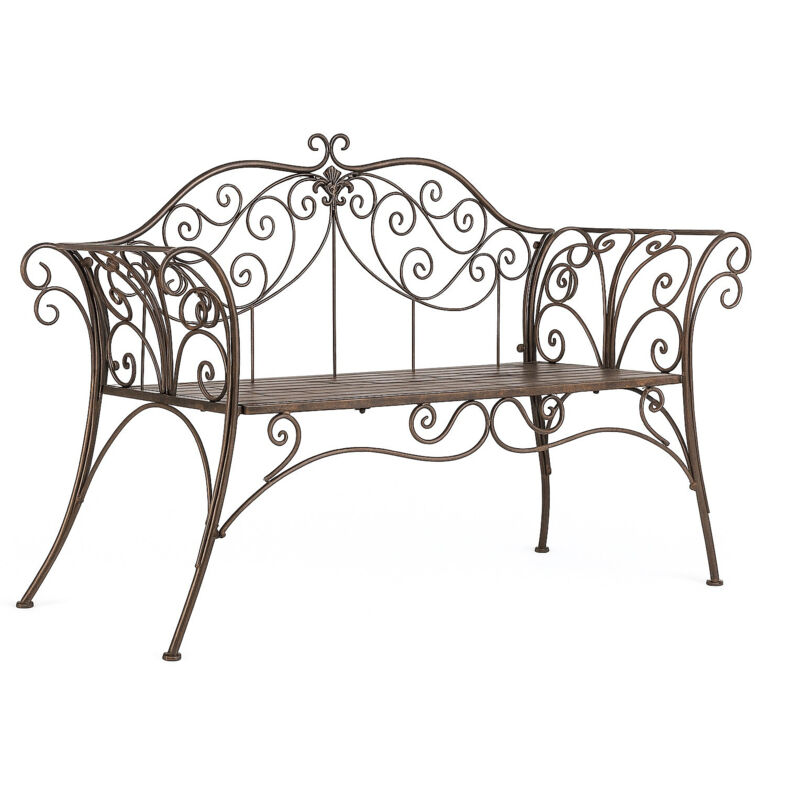 Banc d'extérieur en fer 133x49x90 cm Canapé de jardin bronzé Banc en métal Chaise 2 places entrée intérieure Banc en fonte