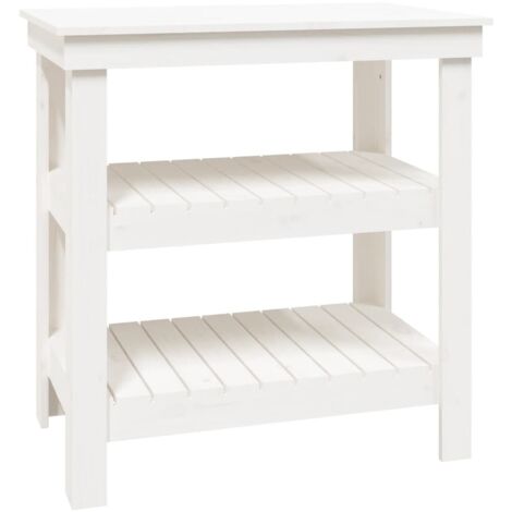 Banc d'intérieur Banc de travail Blanc 78,5x50x80 cm Bois de pin massif CFW69116
