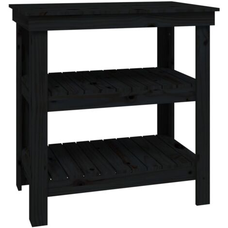 Banc d'intérieur  Banc de travail Noir 78,5x50x80 cm Bois de pin massif CFW72376