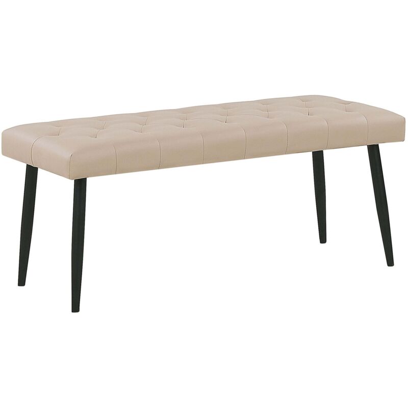Beliani - Banc d'Intérieur Design Bout de Lit en Cuir pu Beige avec Pieds Noirs Parfait pour Chambre Vintage Rétro et Scandinave