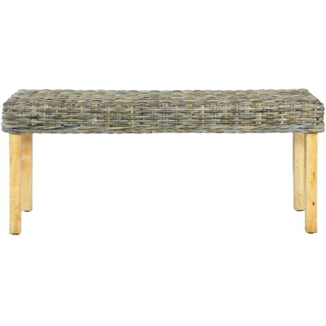 Banc d'intérieur，Banc 110 cm Rotin naturel kubu et bois de manguier massif CFW65349