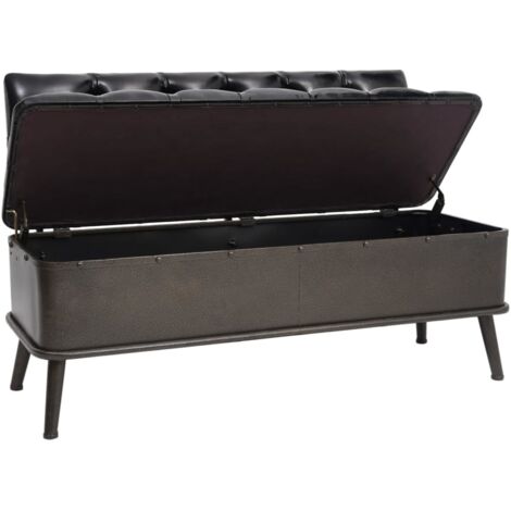 Banc d'intérieur，Banc de rangement avec dossier 110 cm Noir Similicuir CFW65614