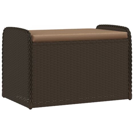 Banc d'intérieur，Banc de rangement et coussin marron 80x51x52 cm résine tressée CFW65662