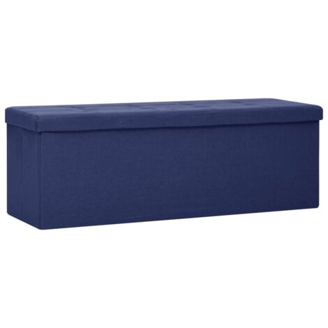 Banc d'intérieur，Banc de rangement pliable Bleu Faux lin CFW65691