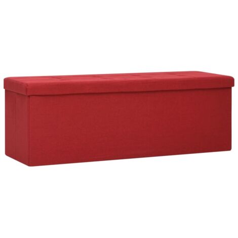 Banc d'intérieur，Banc de rangement pliable Rouge bordeaux Faux lin CFW65705