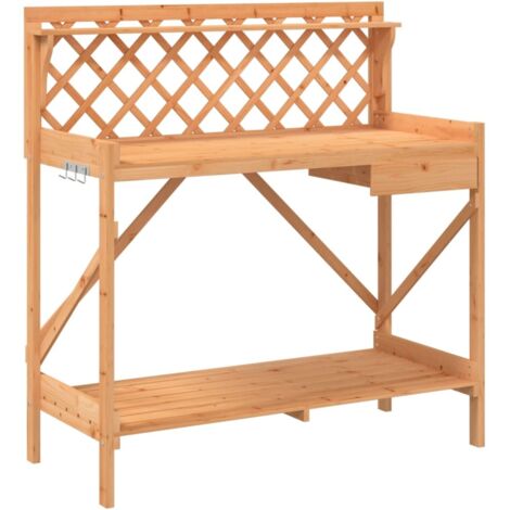 Banc d'intérieur，Banc de rempotage avec treillis marron bois massif de sapin CFW65726