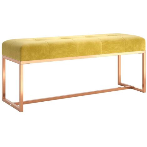 Banc d'intérieur，Banc Jaune moutarde 110x36x45 cm Velours CFW65881