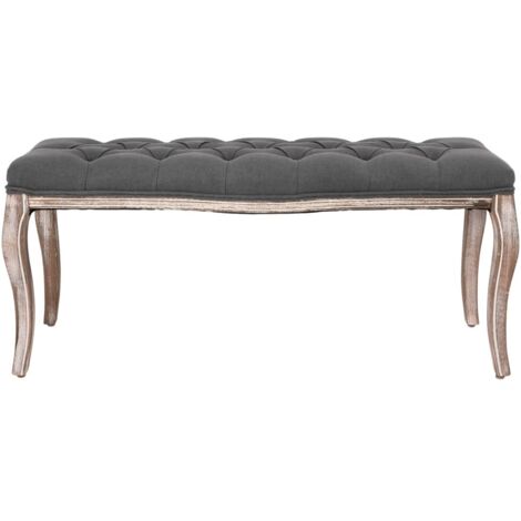 Banc d'intérieur，Banc Lin Bois solide 110x38x48 cm Gris foncé CFW65883
