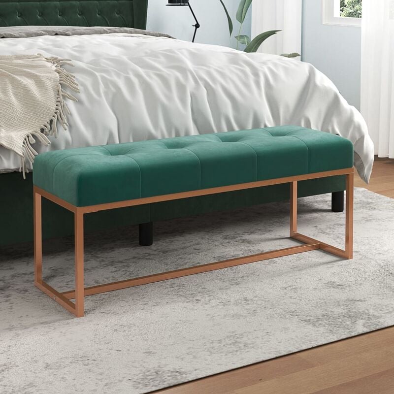 Design In - Banc d'intérieur,Banc Vert foncé 110x36x45 cm Velours CFW26665