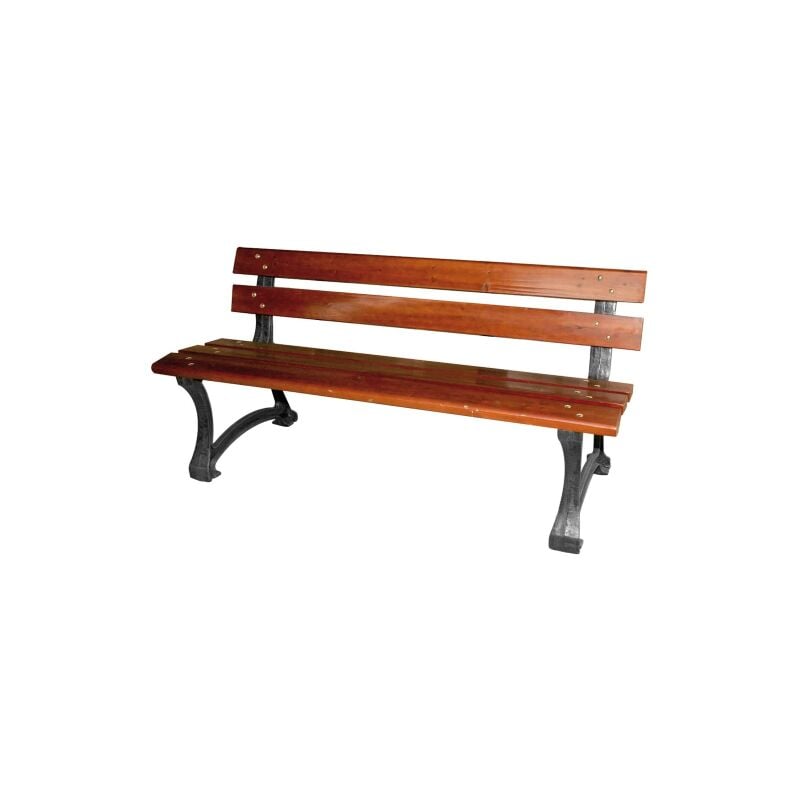 Banc Domus Stelvio en fonte et lattes de bois 150 x 60 cm banc 2/3 personnes pour jardin exte'rieur