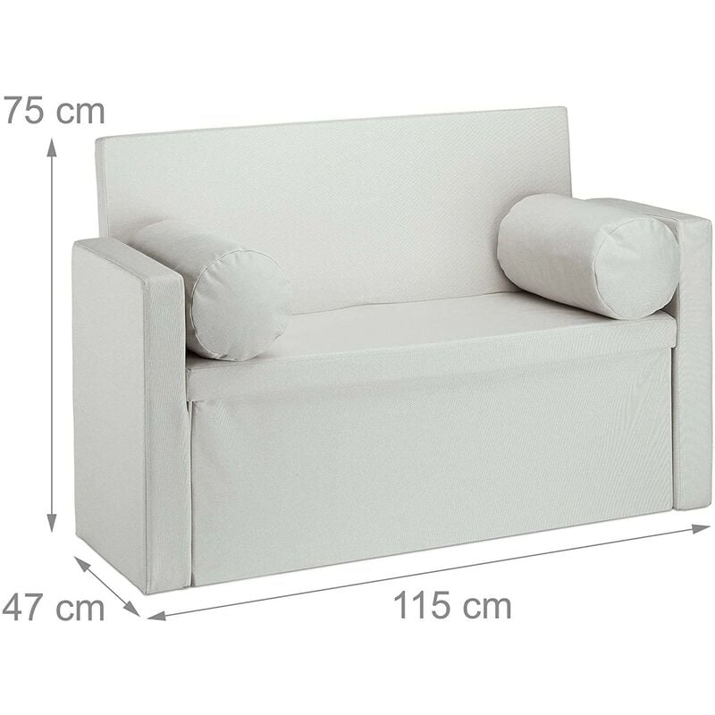 Banc dossier 2 places banquette coffre de rangement pliable assise pratique pliant 115 cm crème