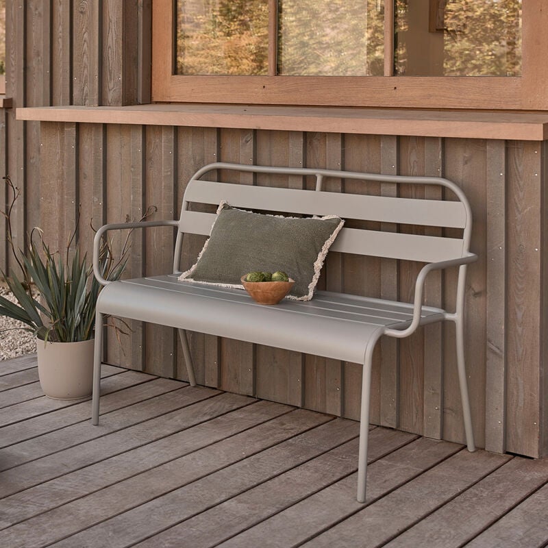 Banc de jardin en aluminium gris 118 cm