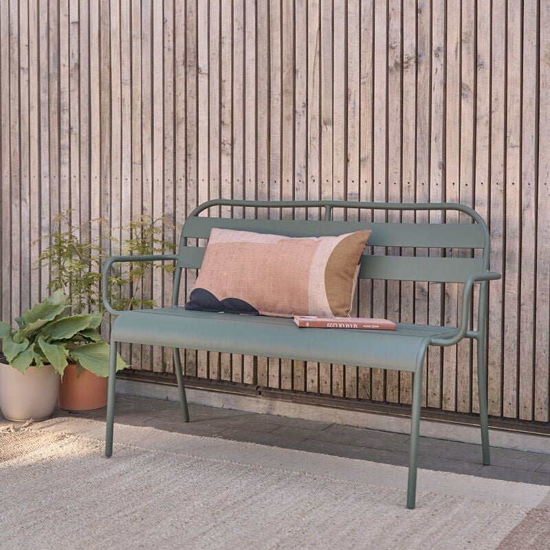 Banc de jardin en aluminium vert 118 cm