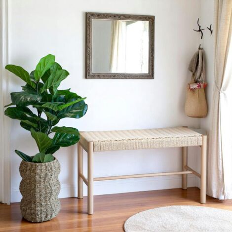 Banc en bois blond et corde tressée BRUGES