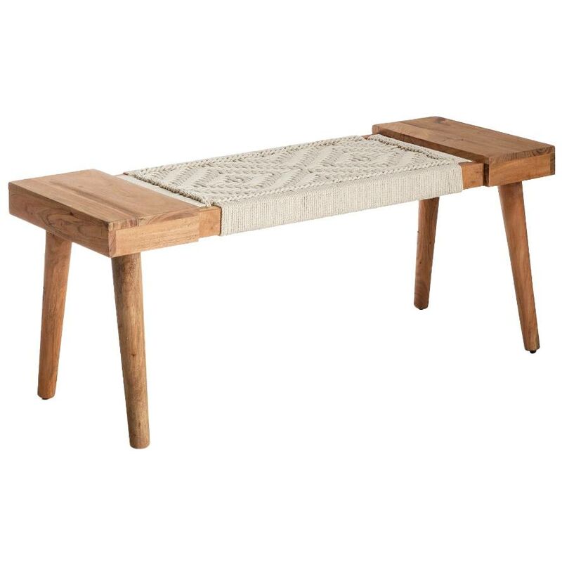 Made In Meubles - Banc en bois de manguier tissage Bertille